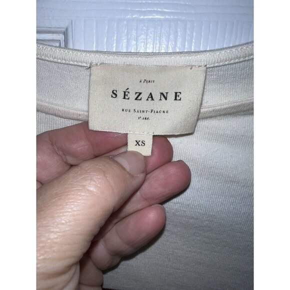 SEZANE Loic Mariniere Striped Top Shirt Black Burgundy Stripe 3/4 sleeve - Picture 4 of 7